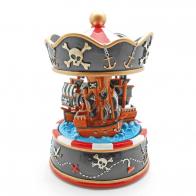 Carrousels musicaux miniatures en résine Carrousel musical miniature : carrousel musical en résine avec bateaux des pirates