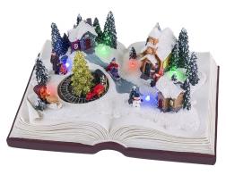 Automates musicaux de Noël (en stock) Automate musical de Noël Mr Christmas en forme de livre: automate musical "train tournant autour d'un sapin"