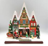 Automates musicaux de Noël (disponibles sur commande) Automate musical de Noël : automate musical en forme de village de Noël avec figurines tournantes