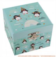 Boîtes à bijoux musicales avec animaux Boîte à bijoux musicale Trousselier phosphorescente : boîte à bijoux avec pingouin dansant