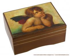 Boîtes à bijoux musicales avec photo Boîte à bijoux musicale en bois avec photo imprimée: boîte à bijoux musicale avec ange de Raphaël