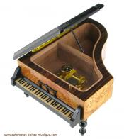 Boîtes à bijoux musicales en bois naturel fabriquées en Italie (18 et 30 lames) Grande boîte à bijoux musicale en bois en forme de piano : boîte à bijoux avec mécanisme musical de 18 lames