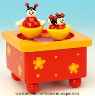 Boîtes à musique avec animaux Boîte à musique animée pour enfants : boîte à musique en bois avec coccinelles