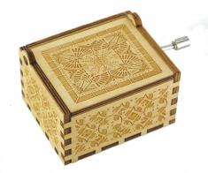 Boîtes à musique à manivelle en bois Boîte à musique à manivelle en bois sculpté et gravé: boîte à musique "Le thème de Davy Jones"