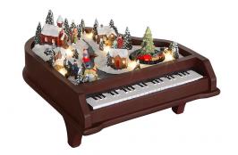 Automates musicaux de Noël (disponibles sur commande) Automate musical de Noël Mr Christmas: automate représentant un village sur un piano
