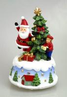 Boîtes à musique animées de Noël Boîte à musique animée de Noël: boîte à musique avec Père Noël, sapin de Noël et enfant