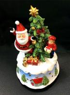 Boîtes à musique animées de Noël Boîte à musique animée de Noël: boîte à musique avec Père Noël, sapin de Noël et enfant