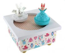 Boîtes à musique avec animaux Boîte à musique animée Trousselier: boîte à musique avec ange lapin et lapin