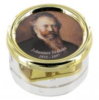 Boîtes à musique presse-papiers Boîte à musique presse-papiers en plexiglas avec portrait de Johannes Brahms (La valse de Brahms)