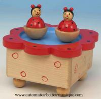Boîtes à musique avec animaux Boîte à musique animée pour enfant : boîte à musique en bois avec coccinelles dansantes