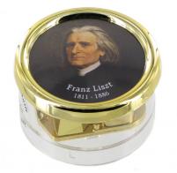Boîtes à musique presse-papiers Boîte à musique presse-papiers en plexiglas avec portrait de Franz Liszt (Rêve d'amour)