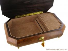 Boîtes à bijoux musicales en bois naturel fabriquées en Italie (18 et 30 lames) Boîte à bijoux musicale en bois de 18 lames : boîte à bijoux avec marqueterie instruments de musique