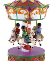 Carrousels musicaux miniatures en polystone Carrousel musical miniature en polystone: carrousel musical avec soldats sur chevaux
