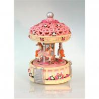 Carrousels musicaux miniatures en polystone Carrousel musical miniature en polystone: carrousel musical rose