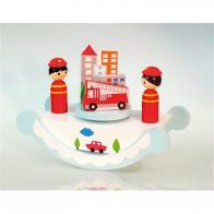 Boîtes à musique avec personnages Boîte à musique animée pour enfants: boîte à musique en bois avec bascule et pompiers