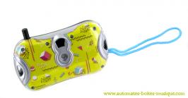 Objets de curiosité divers Mini appareil photo jaune en plastique avec images d'animaux sauvages