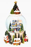 Boules à neige musicales de Noël disponibles sur commande (nous contacter) Boule à neige musicale de Noël: boule à neige avec maison bleue et bonhomme de neige