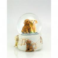 Boules à neige musicales classiques Boule à neige musicale avec paillettes: boule à neige en verre avec deux chiens
