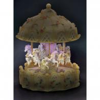 Grands carrousels musicaux miniatures Carrousel musical miniature en polystone: grand carrousel musical avec lumières LED