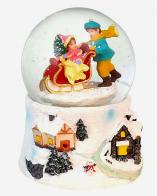 Boules à neige musicales de Noël disponibles sur commande (nous contacter) Boule à neige musicale de Noël: boule à neige avec enfants faisant de la luge