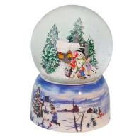 Boules à neige musicales de Noël disponibles sur commande (nous contacter) Boule à neige musicale de Noël: boule à neige avec enfants construisant un bonhomme de neige