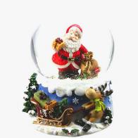 Boules à neige musicales de Noël disponibles sur commande (nous contacter) Boule à neige musicale de Noël: boule à neige avec Père Noël et sa hotte