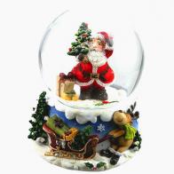 Boules à neige musicales de Noël disponibles sur commande (nous contacter) Boule à neige musicale de Noël: boule à neige avec Père Noël et sapin