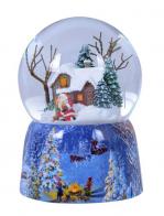 Boules à neige musicales de Noël (en stock) Boule à neige musicale de Noël: boule à neige avec base en porcelaine "Maison sous la neige"