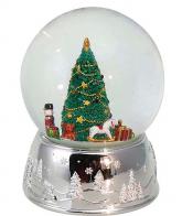 Boules à neige musicales de Noël disponibles sur commande (nous contacter) Boule à neige musicale de Noël: boule à neige avec jouets autour d'un sapin de Noêl décoré
