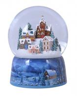 Boules à neige musicales de Noël (en stock) Boule à neige musicale de Noël: boule à neige avec village enneigé