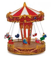 Carrousels musicaux miniatures de Noël Carrousel musical miniature de Noël en résine: carrousel musical de sièges volants