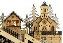 Boîtes à musique animées de Noël Boîte à musique animée de Noël en bois: boîte à musique en forme de village de Noël