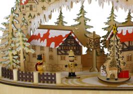 Boîtes à musique animées de Noël Boîte à musique animée de Noël: boîte à musique en forme de village avec pont