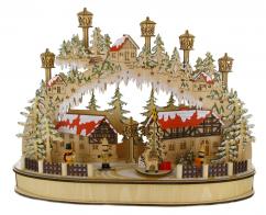 Boîtes à musique de Noël Boîte à musique animée de Noël: boîte à musique en forme de village avec pont