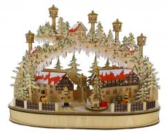 Boîtes à musique animées de Noël Boîte à musique animée de Noël: boîte à musique en forme de village avec pont