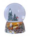 Boule à neige musicale de Noël en verre et porcelaine: boule à neige avec scène de patinage artistique