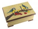 Boîte à musique en bois avec marqueterie traditionnelle: boîte à musique avec marqueterie mésanges