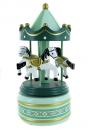 Carrousel musical miniature en bois avec 3 chevaux de carrousel - Greensleeves
