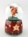 Boule à neige musicale de Noël avec globe en verre et écureuil sur un tronc d'arbre - Deck the Halls