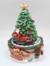 Boîte à musique animée en forme de sapin de Noël: boîte à musique avec train, Père Noël et sapin décoré