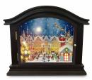Automate musical de Noël Mr Christmas en forme de coffret vitrine en bois avec Père Noël volant et figurines animées