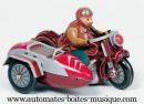 Jouet mécanique en métal de collection : jouet mécanique sidecar rouge