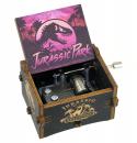 Boîte à musique à manivelle en bois sculpté et gravé: boîte à musique "Jurassic Park"
