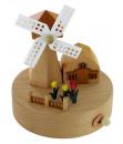 Boîte à musique animée en bois massif pour enfant: boîte à musique "Le moulin de Hollande"