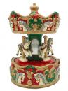 Petit carrousel musical miniature de Noël richement décoré avec 3 chevaux tournants - Vive le vent (Jingle bells)