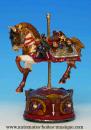 Cheval musical miniature animé en résine : cheval musical de carrousel
