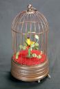 Oiseau chanteur mécanique : 1 oiseau chanteur automate dans cage ancienne