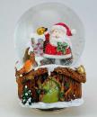 Boule à neige musicale animée de Noël avec globe en verre et Père Noël - We wish you a merry Christmas