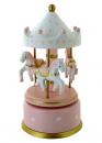 Carrousel musical miniature en bois avec socle rose - La lettre à Elise (L. v. Beethoven)