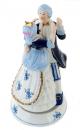 Boîte à musique animée en porcelaine polychrome en forme de couple de danseurs - Le beau Danube bleu